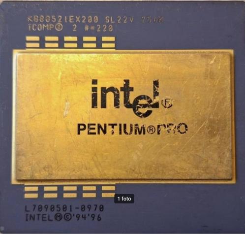 Intel pentium pro (vintage processor cpu - goud), Computers en Software, Processors, Gebruikt, 2-core, Minder dan 2 Ghz, Ophalen of Verzenden