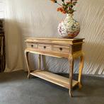 Sidetable - 3 lades - 100 x 36 cm - massief Teak – TTM Wonen, TTM Wonen, Meubels – (Perzische) Tapijten en Woonaccessoires, 100 tot 150 cm
