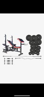 Halterbank inc 75kilo gewichten, Sport en Fitness, Fitnessmaterialen, Ophalen of Verzenden, Zo goed als nieuw