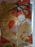 Traditionele Japanse obi riem orange gold wave, Antiek en Kunst, Antiek | Kleding en Accessoires, Ophalen of Verzenden