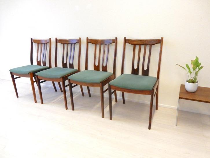 vintage stoel eetkamerstoel jaren 60 design palissander, Huis en Inrichting, Stoelen, Gebruikt, Vier, Hout, Stof, Ophalen of Verzenden