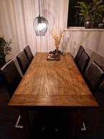 Eethoektafel robuust 180x90 80 hoog en gratis 6 stoelen, Ophalen, 50 tot 100 cm, Zo goed als nieuw, 150 tot 200 cm