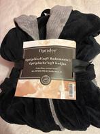 Optidee Optipluche soft badjas zwart/grijs M, Verzenden, Zo goed als nieuw, Zwart