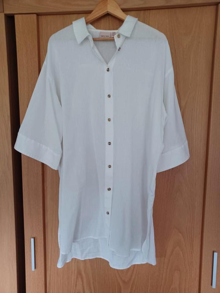 Witte lange blouse/tuniek maat 48, Kleding | Dames, Grote Maten, Zo goed als nieuw, Blouse of Tuniek, Wit, Ophalen of Verzenden