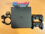 Playstation 4 met 2 controllers, games en (HDMI) kabels, Met 2 controllers, Ophalen of Verzenden, Slim, Gebruikt
