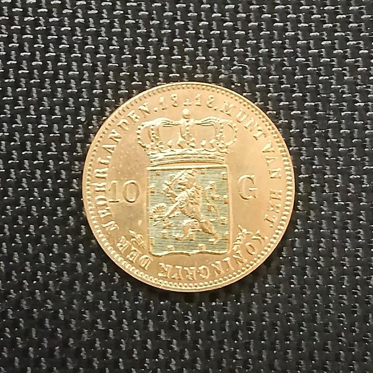 10 Gulden Willem 1818 - Gouden Munt verguld naslag, Postzegels en Munten, Munten | Nederland, Losse munt, 10 gulden, Koning Willem I