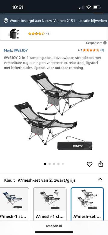 Camping stoelenset 2 stuks  opvouwbaar.nieuw!! beschikbaar voor biedingen