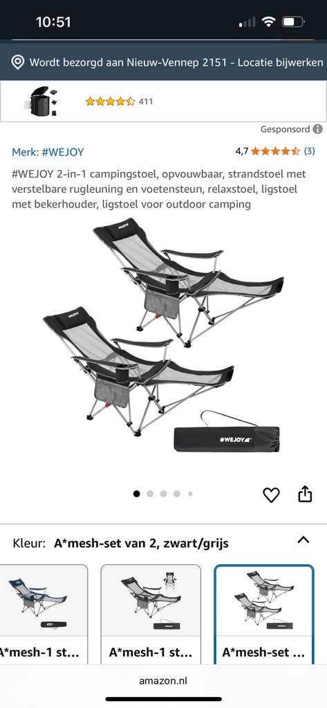Camping stoelenset 2 stuks  opvouwbaar.nieuw!!, Caravans en Kamperen, Kampeermeubelen, Nieuw, Campingstoel, Ophalen of Verzenden