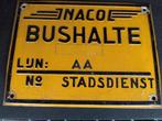 Origineel metalen NACO bushalte bord jaren 60 / 70, Verzamelen, Ophalen of Verzenden, Gebruikt, Bus of Metro, Overige typen