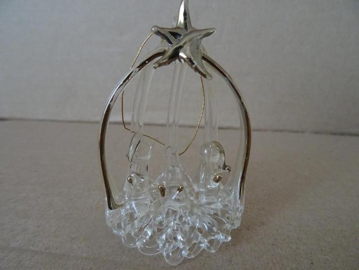 Verguld beeldje Heilige Familie 6cm miniatuur glaskunst 1970, Verzamelen, Religie, Gebruikt, Christendom | Katholiek, Beeld(je)