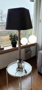 Zilverkleurige lampenvoet met donkerbruine lampenkap, Huis en Inrichting, Lampen | Tafellampen, Ophalen, Zo goed als nieuw, 75 cm of meer