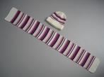 Muts mutsje + sjaal sjaaltje roze paars gebreid, V&D 74-80, Setje, Meisje, V&D, Maat 74
