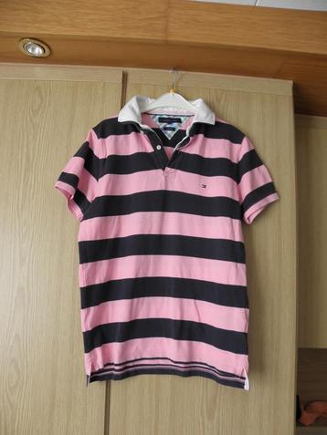 Origineel roze blauw katoen polo shirt TOMMY HILFIGER mt L beschikbaar voor biedingen