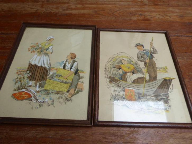 2 waterverfschilderijen, E. Maudy (3), Antiek en Kunst, Antiek | Woonaccessoires, Ophalen of Verzenden