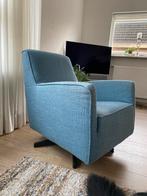 2 blauwe Eijerkamp fauteuils (draai- en vaste poot), Huis en Inrichting, Fauteuils, Ophalen, Zo goed als nieuw, Stof, 75 tot 100 cm