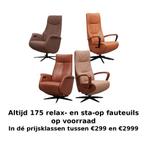 Veel voorraad, veel voordeel, vanavond al zitten!, Huis en Inrichting, Fauteuils, ., Leer, 75 tot 100 cm, Zo goed als nieuw