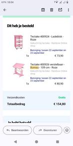 Roze bureau tectake inclusief ladeblok gebruikt, Ophalen of Verzenden, In hoogte verstelbaar, Gebruikt, Bureau