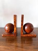 Vintage Bauhaus Art Deco Boekensteunen in Wortelnotenhout, Ophalen of Verzenden