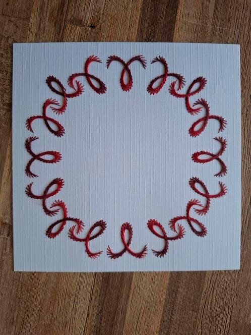 Geborduurde opleg kaart, Hobby en Vrije tijd, Kaarten | Zelf maken, Zo goed als nieuw, Blanco kaart of Basiskaart, Ophalen of Verzenden