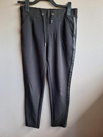Zwarte stretch tregging zilveren bies, maat L/XL beschikbaar voor biedingen