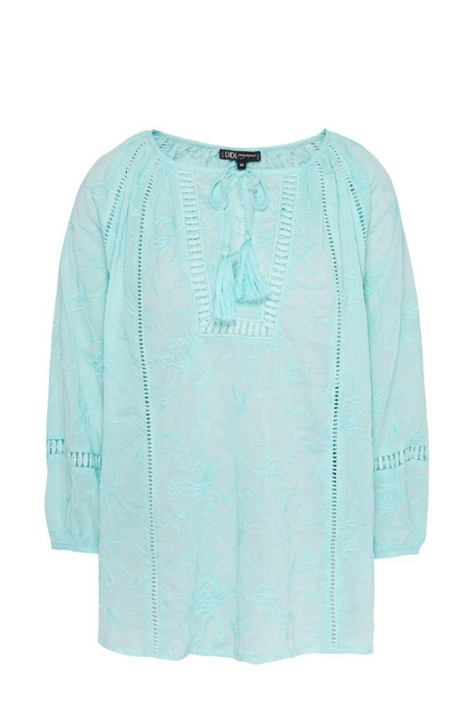Didi top/blouse met borduursel licht turquoise mt 44, Kleding | Dames, Blouses en Tunieken, Zo goed als nieuw, Maat 42/44 (L)