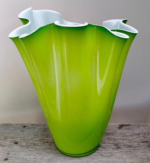 Glaskunst Vaas of Vazen set - Groen Glas - 40CM - Zie Omschr, Antiek en Kunst, Antiek | Glas en Kristal, Ophalen of Verzenden