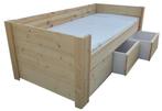 NIEUW 100% houten (bank) bed met royale laden, ELKE maat!, Nieuw, 80 cm, Ophalen of Verzenden, Eenpersoons