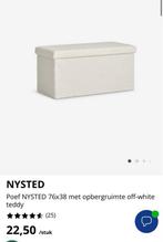 Poef NYSTED 76x38 met opbergruimte off-white teddy, Huis en Inrichting, Banken | Voetenbanken en Poefen, Ophalen, Nieuw, Rond