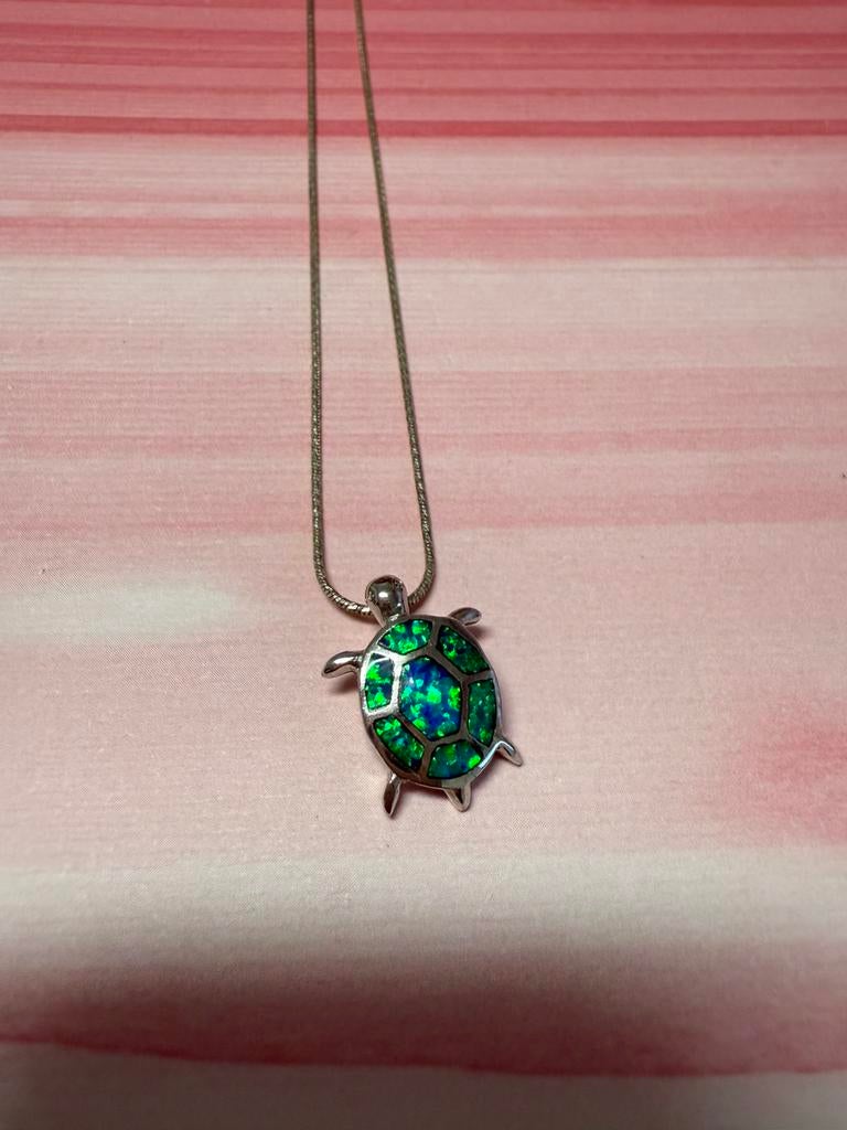 Halsketting zilver met schildpad, Ophalen of Verzenden, Zo goed als nieuw, Zilver