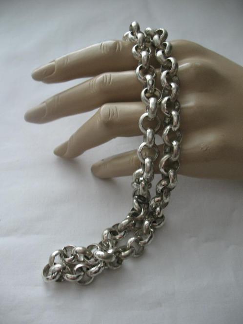 Zilverkleur Jasseron Schakelketting M.K.M Design Vintage, Sieraden, Tassen en Uiterlijk, Kettingen, Zo goed als nieuw, Overige materialen