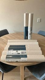 Behangrollen linnenstof met zakken lijm, Huis en Inrichting, Stoffering | Behang, Ophalen, 25 tot 50 m², Beige, Linnen