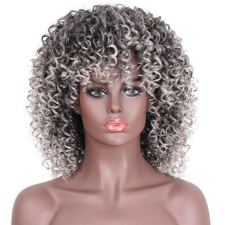 Afro kroes pruik grijsmix schouderlang haar spiraa, Sieraden, Tassen en Uiterlijk, Uiterlijk | Haarverzorging, Nieuw, Pruik of Haarverlenging
