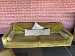 SET: FLUWELEN BANKSTEL MET POEF OLIJFGROEN, Ophalen, 250 tot 300 cm, Gebruikt, Driepersoons