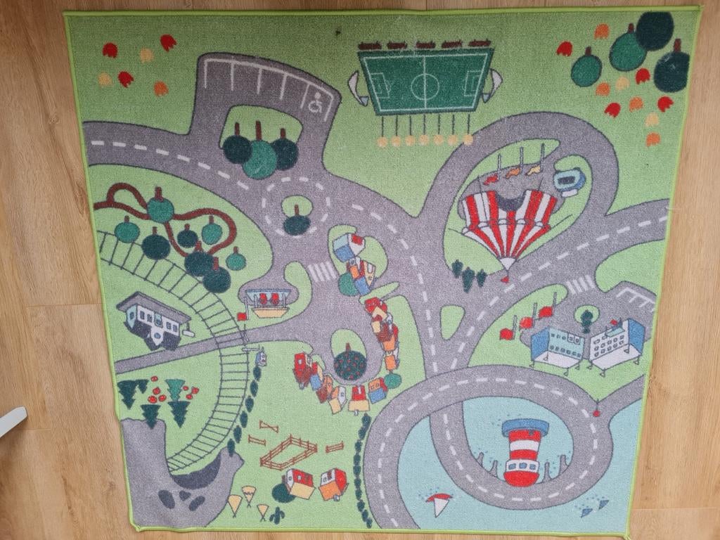 IKEA Autokleed - Speelkleed met wegen en gebouwen, Gebruikt, 100 tot 150 cm, Groen, Speels, Kinderkamer