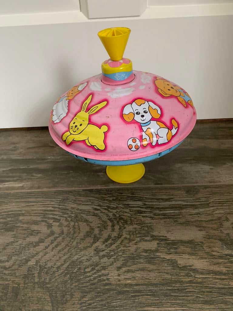 Leuke vintage blikken draaitol, Ophalen of Verzenden, Gebruikt