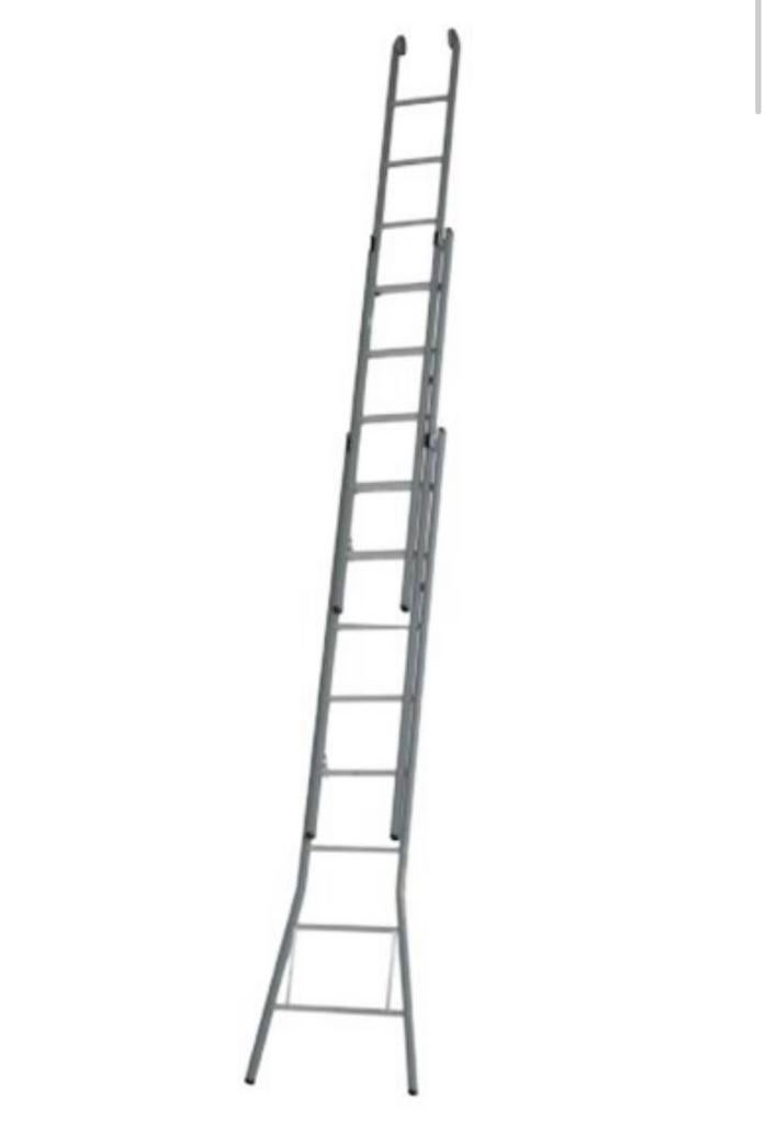 Dirks 3x9 ladder 35cm opstap, Doe-het-zelf en Verbouw, Ladders en Trappen, Ophalen of Verzenden, Gebruikt, 4 meter of meer
