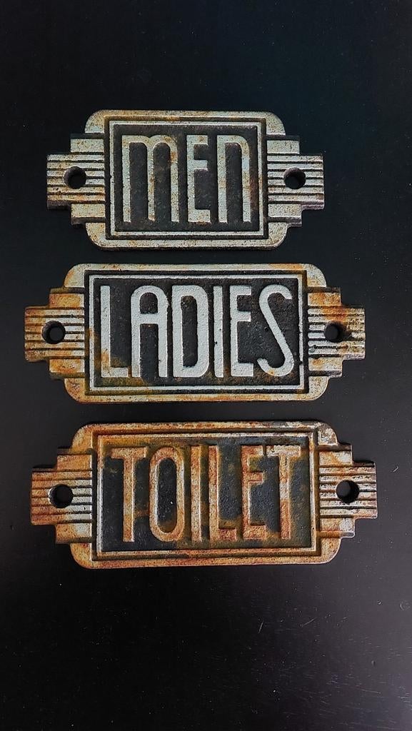 Set van 3 Art Deco Deurbordjes: Men, Ladies, Toilet, Ophalen of Verzenden
