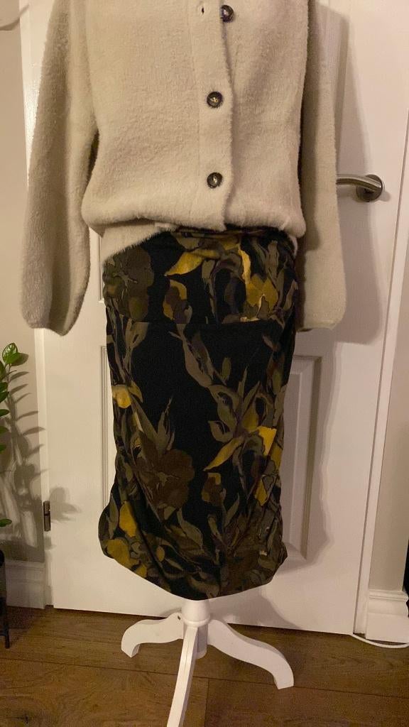 Rok rimpelrok Zwart groen oker tinten Maat 40 Laura di Sarpi, Kleding | Dames, Maat 38/40 (M), Overige kleuren, Ophalen of Verzenden