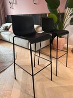 2 Zwarte barkrukken 77 cm zithoogte, Huis en Inrichting, Barkrukken, Ophalen, Gebruikt, Met voetsteun, 60 tot 90 cm