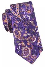 100% zijde Stropdas Pochet Manchetknopen Paars Goud -NIEUW-, Ophalen of Verzenden, Nieuw, Paars, Met patroon