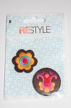 Gekleurde bloemen strijkapplicatie - bruin/geel/roze #3721, Ophalen of Verzenden, Nieuw, Applicatie