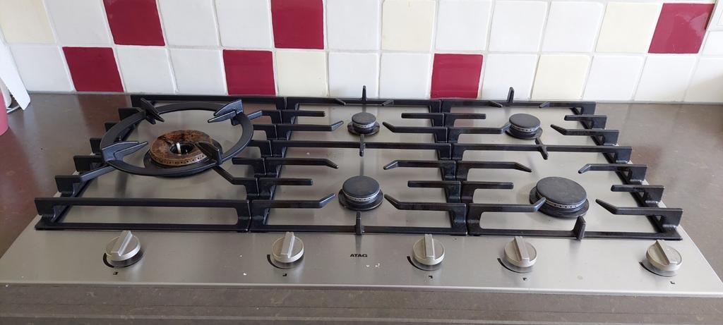 ATAG Gasfornuis (HG9511EBA RVS) - Afmetingen op tekening, Witgoed en Apparatuur, Fornuizen, Ophalen, Gebruikt, 60 cm of meer, Inbouw