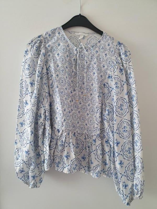 Als nieuw! blauw/witte blouse van H&M maat M!, Maat 38/40 (M), H&M, Zo goed als nieuw, Verzenden