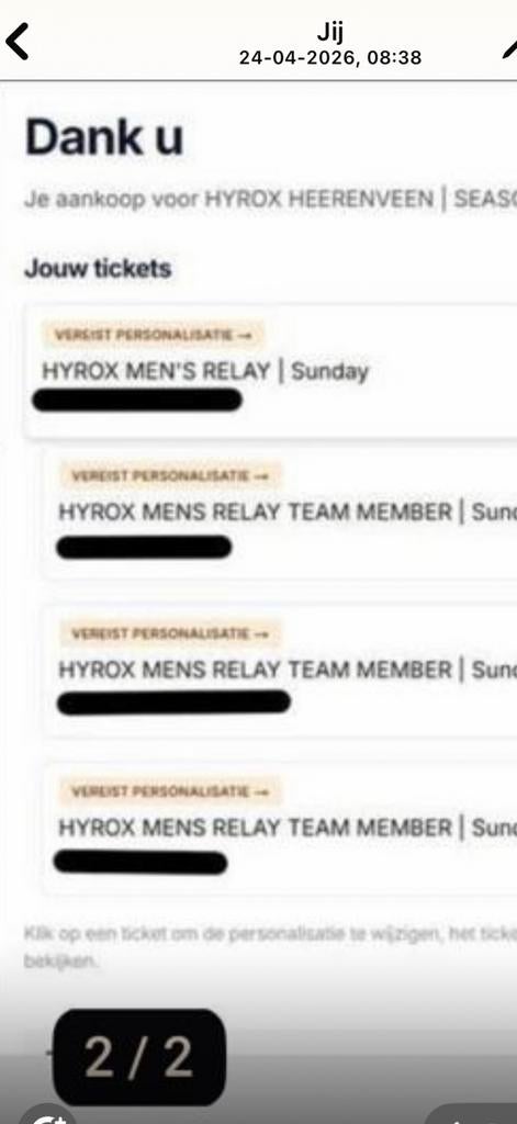 Hyrox relay men 4 kaarten heerenveen 17 mei 2026, Twee personen, Mei