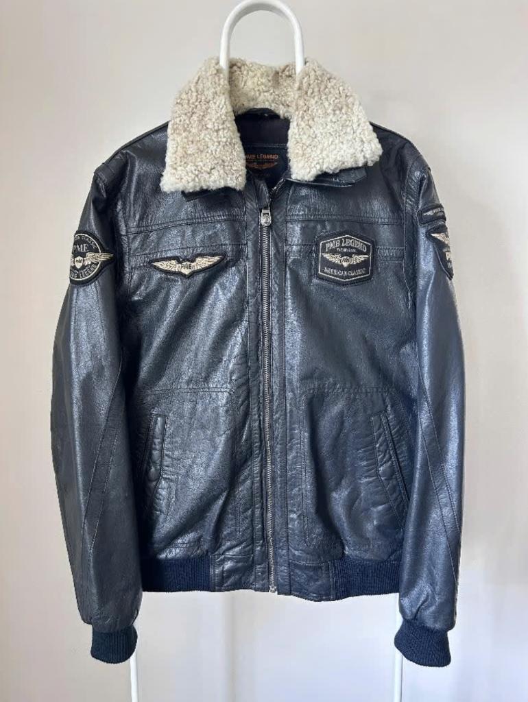 PME Legend Leren Vliegeniersjas / Bomberjack – Maat L, Ophalen, Maat 52/54 (L), Zwart, Pme Legend
