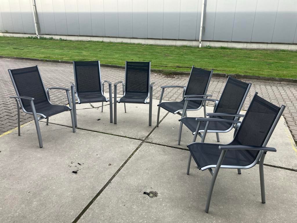 Lichtgewicht aluminium tuinstoelen - Set van 6, Tuin en Terras, Tuinstoelen, Gebruikt, Aluminium, Ophalen of Verzenden