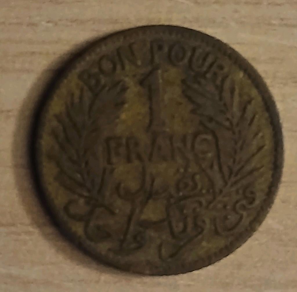1 Franc munt Tunesië 1921, Ophalen of Verzenden