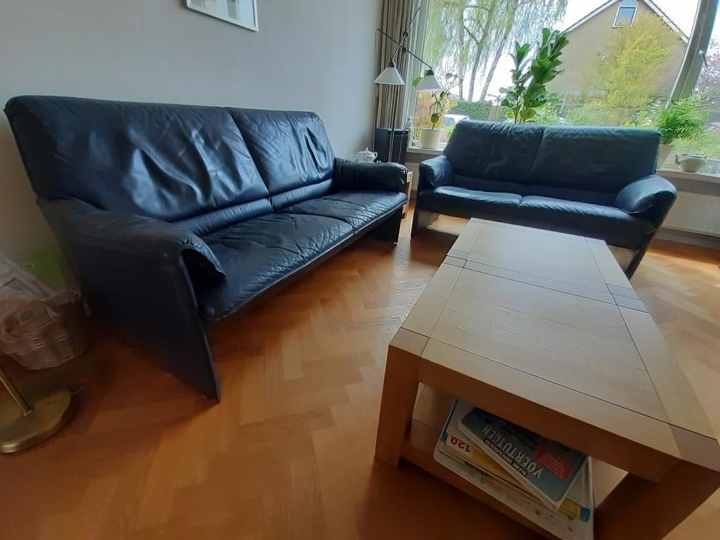 Bankstel Leolux Bora, Huis en Inrichting, Ophalen, Gebruikt, Rechte bank, Leer