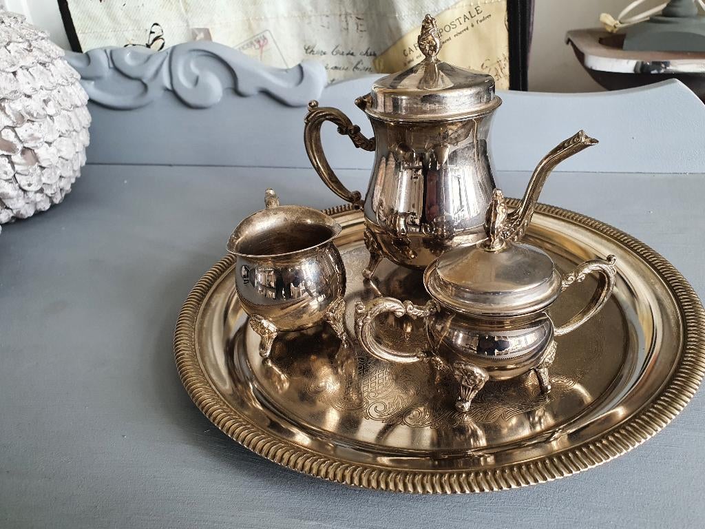 Brocante koffie set zilver plate, Ophalen of Verzenden