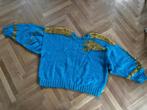 Vintage gebreide trui, L, blauw goud, Blauw, Maat 42/44 (L), Ophalen of Verzenden, Zo goed als nieuw